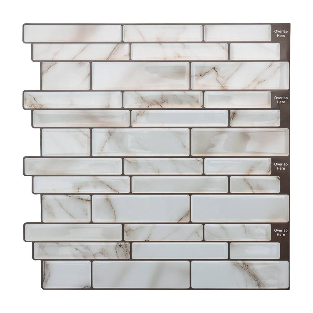 12 inch subway 3D brick self adhesive vinyl wall tiles backsplash