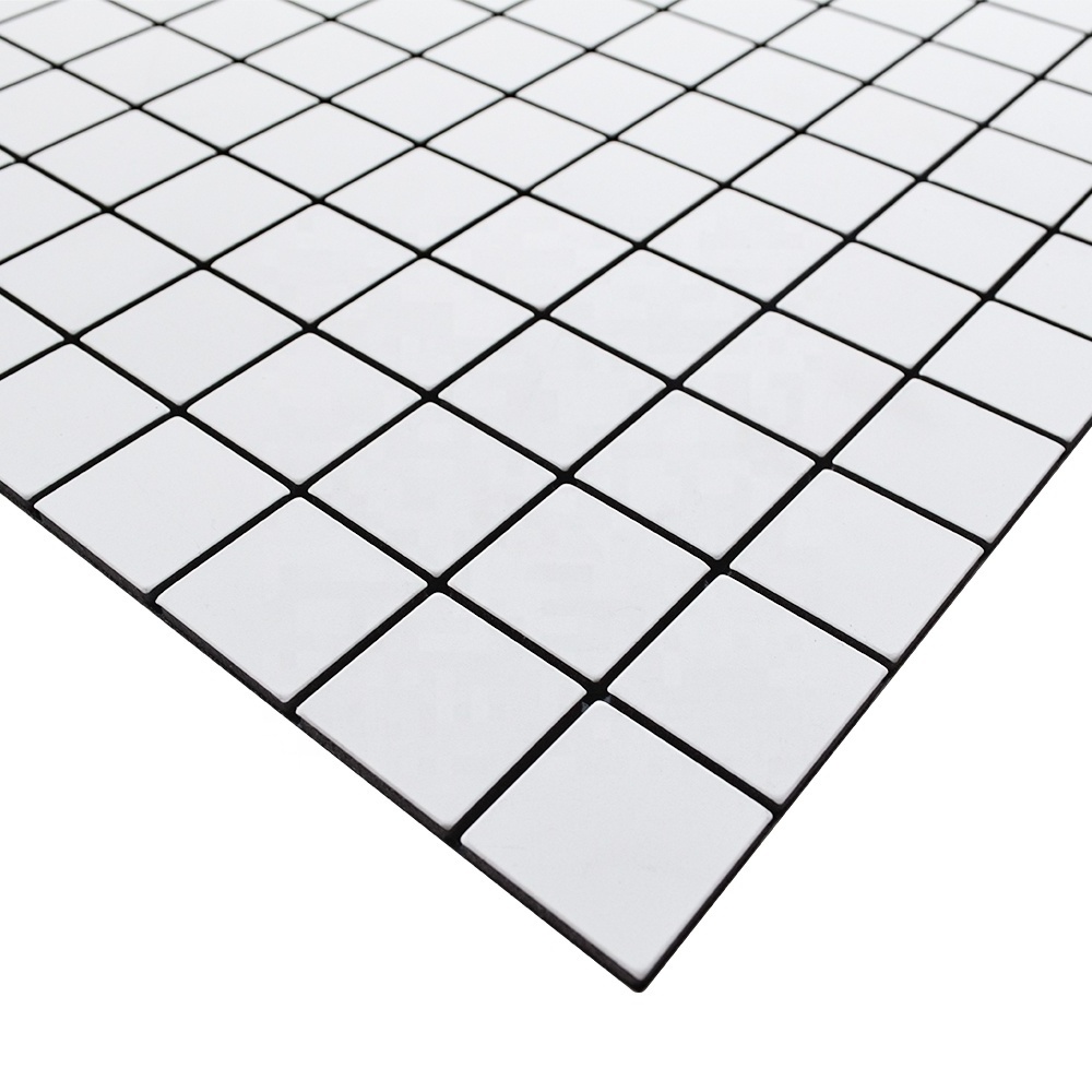 Square white colour aluminum peel and stick mosaic tile for kitchen backsplash