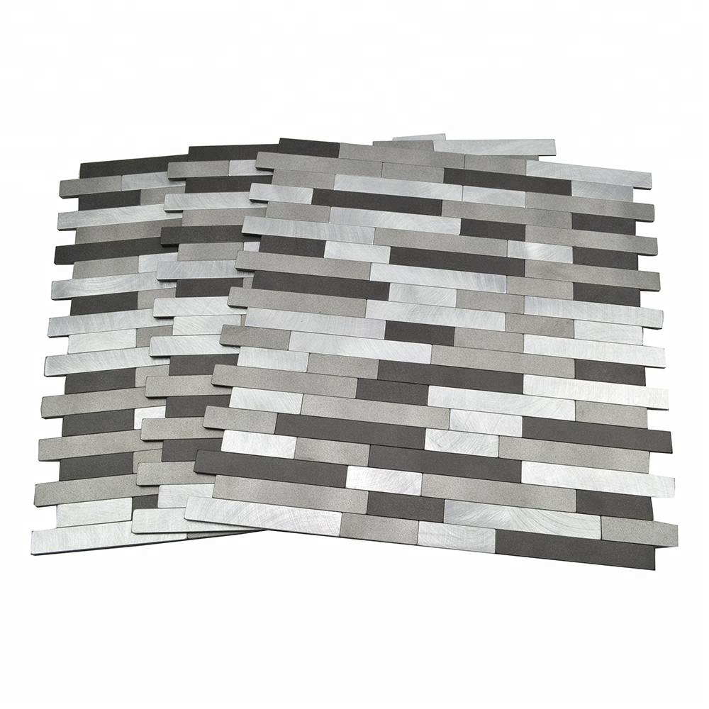 Ready to ship interlocking aluminum peel and stick decorative mosaic wall tile