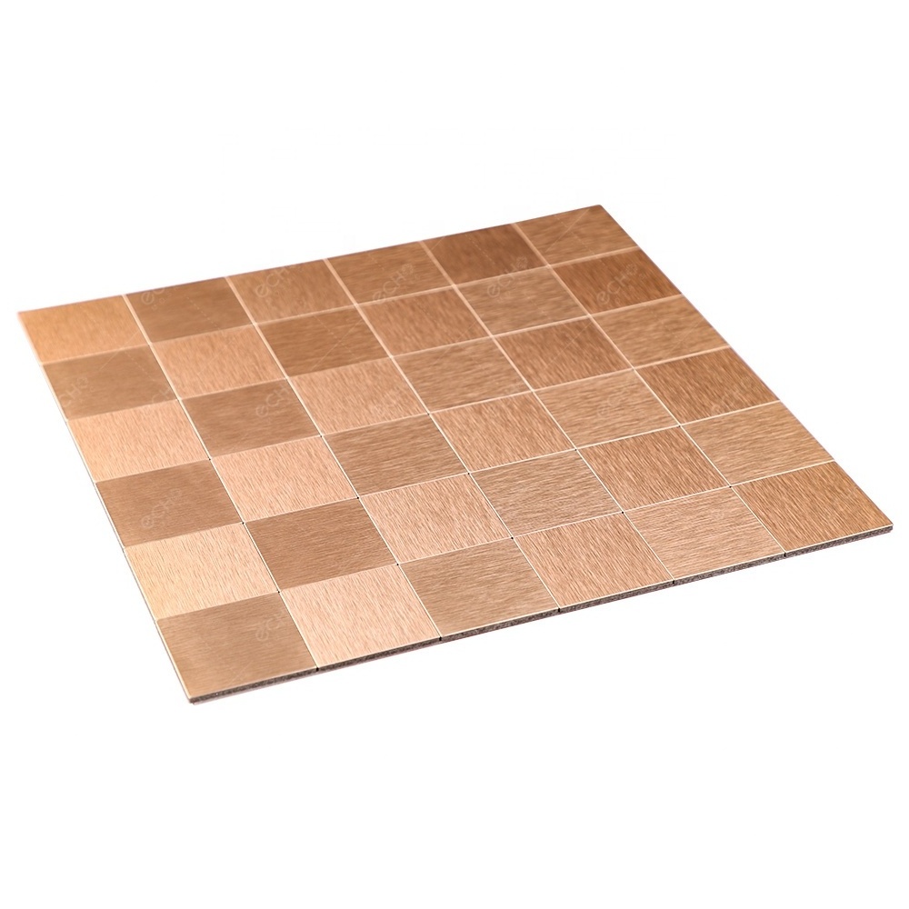 Light copper peel and stick tile self adhesive mosaic kitchen aluminum peel and stick backsplash wall tiles