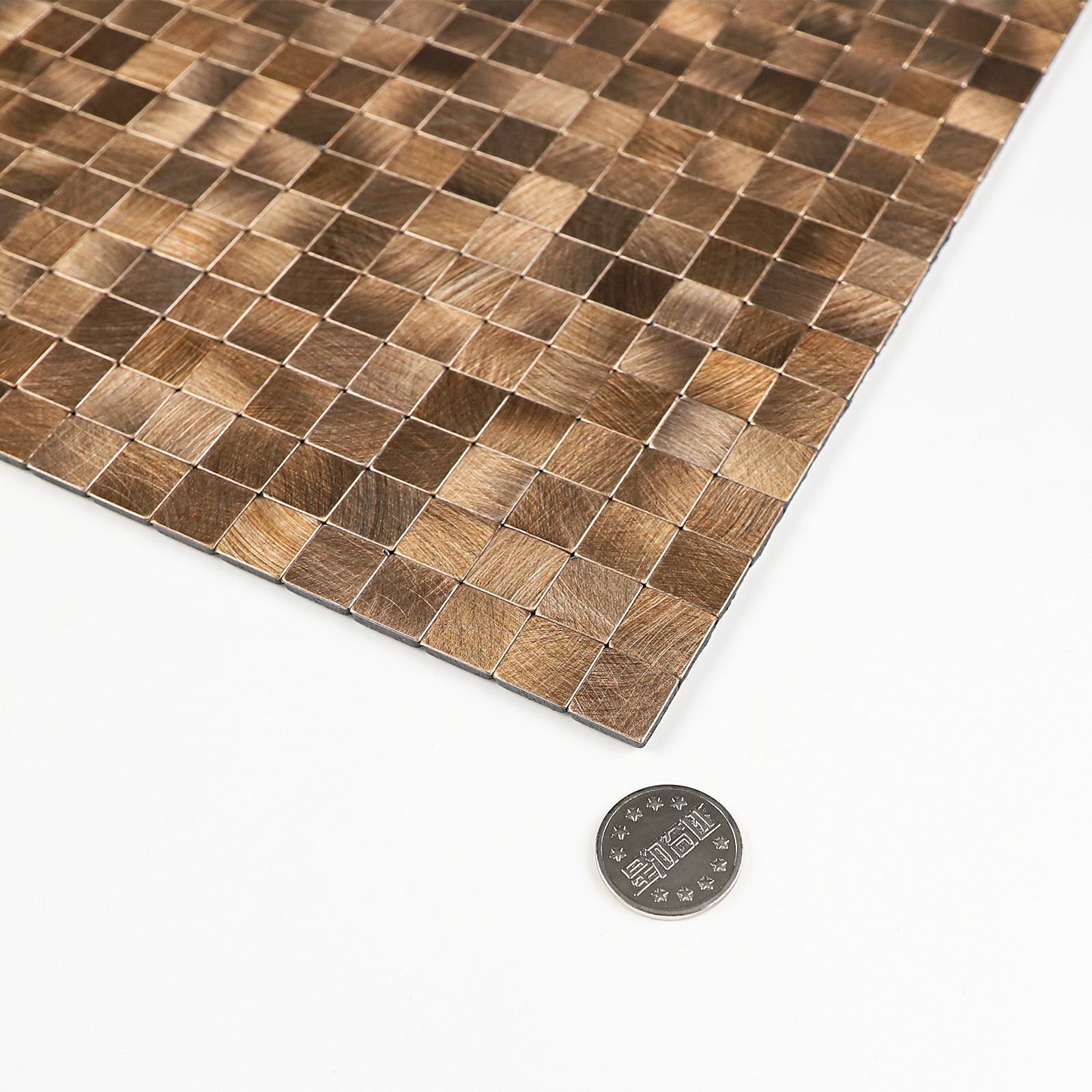 rose gold square mosaic peel and stick aluminium metal wall tile