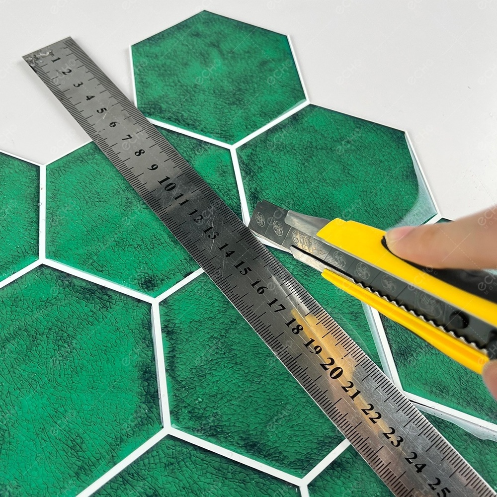 Removable Hexagon Honeycomb Green 3D Peel and Stick Backsplash Tile Wall Sticker for Home Decor