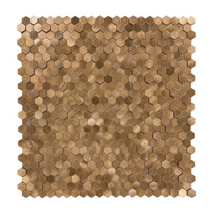 3D peel and stick wall tiles hexagon gold brushed aluminium metal mosaic tiles