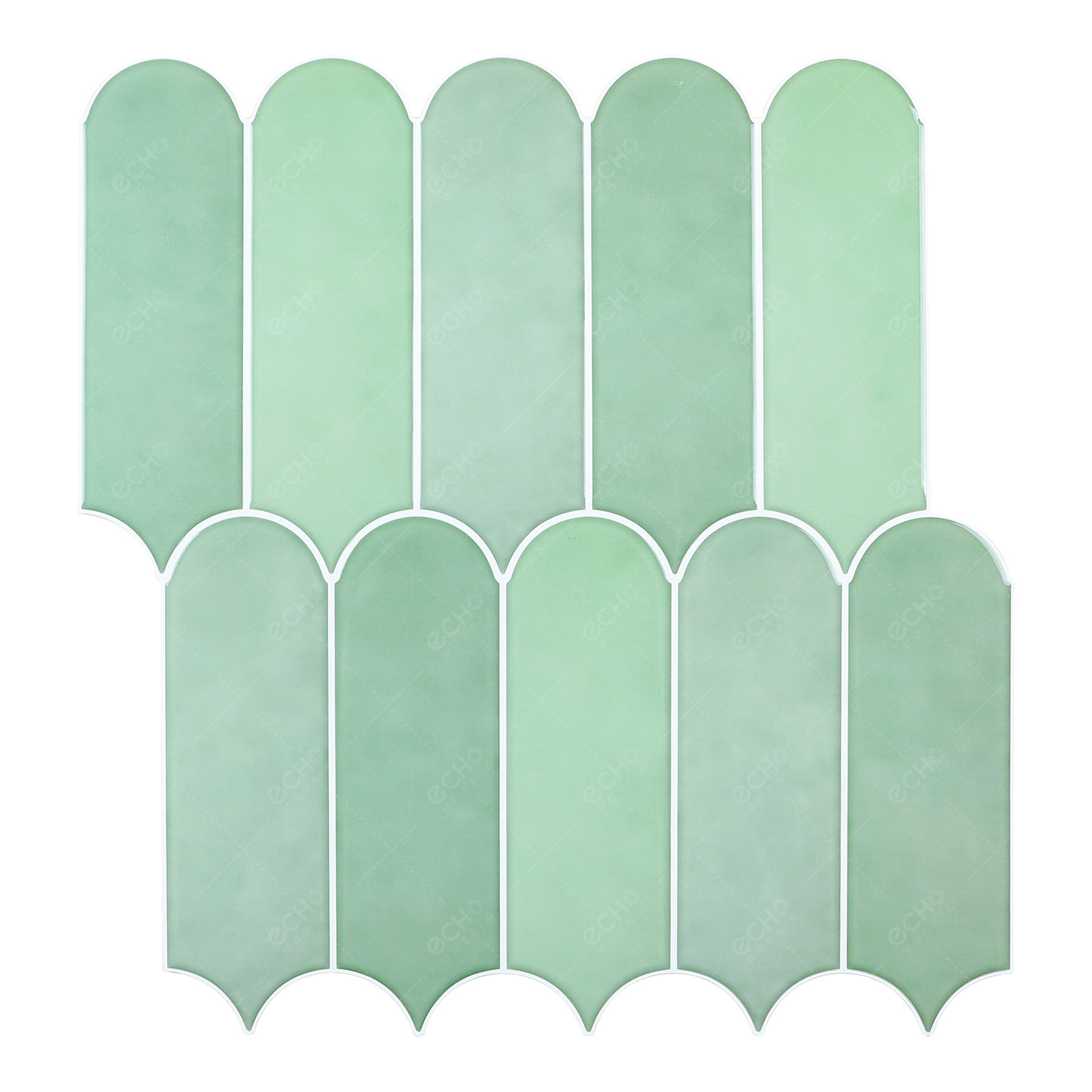 Ready to Ship Green Peacock Feather Brick 2mmThick 3D Gel Mosaic Wall Tile Stick on Kitchen Backsplash