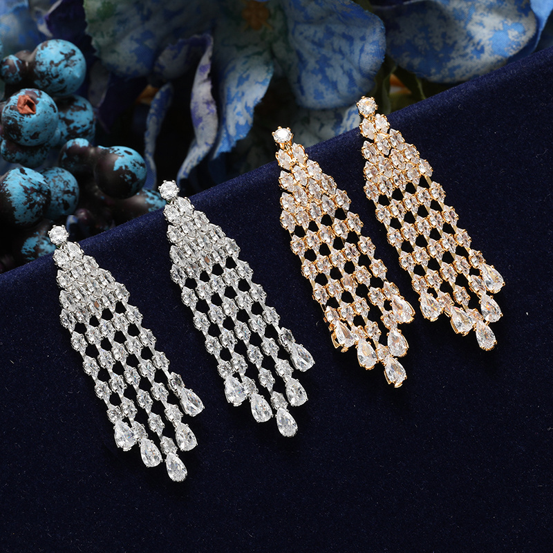 4pcs Flower Drop Big Cubic Zircon Dubai Woman Party Costume Jewelry Sets for Brides Wedding Luxury Bridal Jewelry BN8726