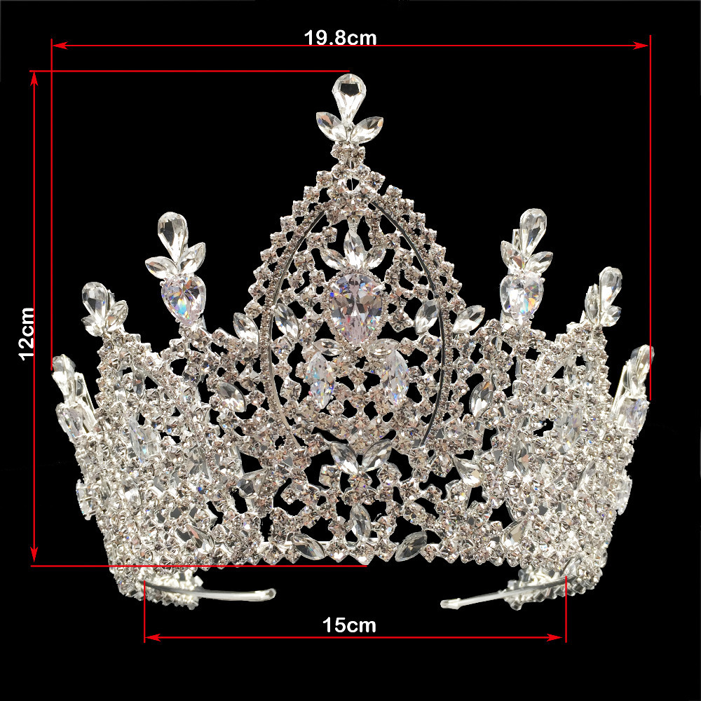 Echsio Women Tiara Rhinestone Crystal Crown Wholesale Wedding Bridal Jewelry Hair accessories For Queen Guaranteed Crown BC3200