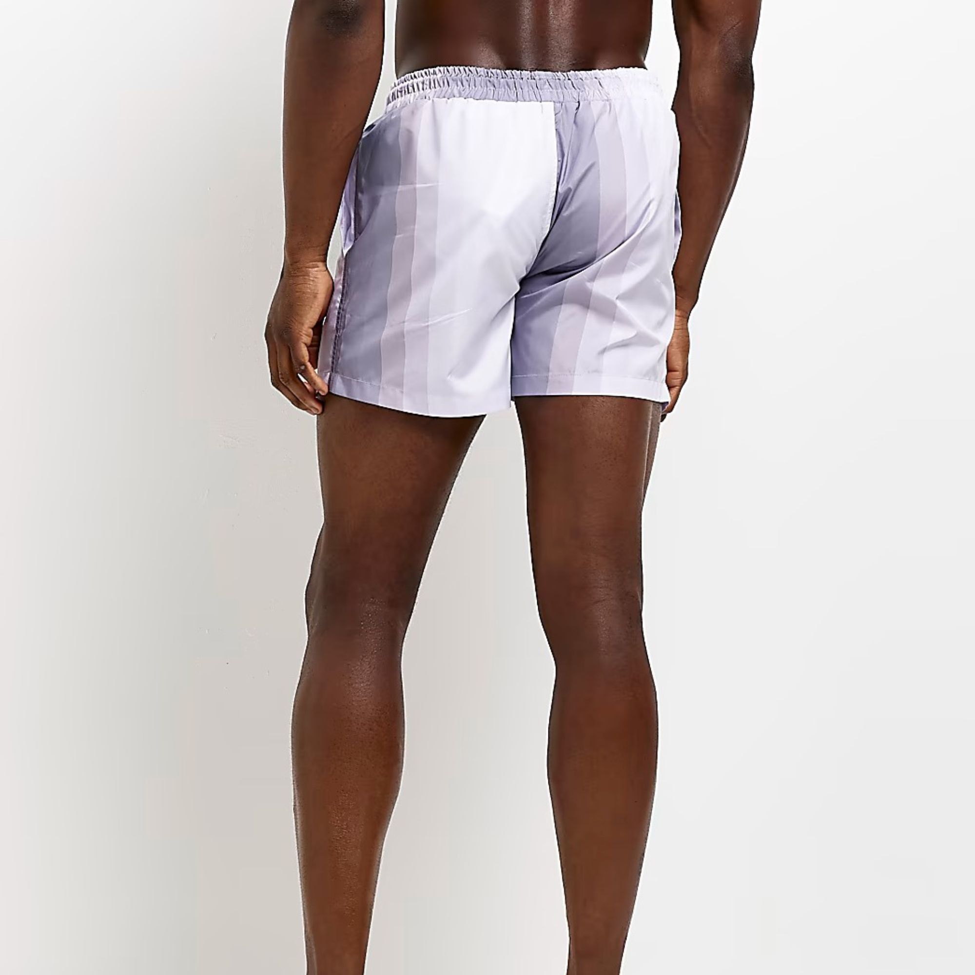 Regular Fit 100% Nylon Polyamide Side Slip Pockets Elasticated Waist Grey Striped Regular Fit Iridescent Swim Shorts