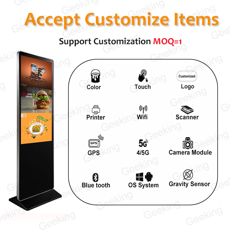 32/43/49/55 Inch Floor Standing Indoor Android Vertical Lcd Totem Kiosk Touch Screen Digital Signage And Lcd Advertising Display