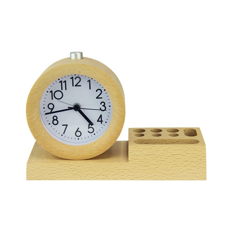 EMAF latest custom DIY clock face office desk pen holder clock silent working business gift pen holder quartz clock for student