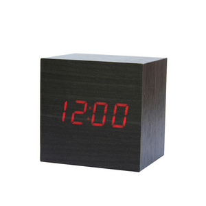 EMAF Cube desktop ins wooden led working day alarm clock time day temperature kids digital alarm clock with temperature