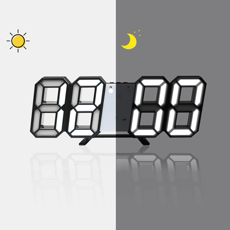 EMAF 3D LED Table Wall Clock Digital Timer Nightlight Watch Alarm Clock Warehouse Office Living Room Decor Digital LED Clock