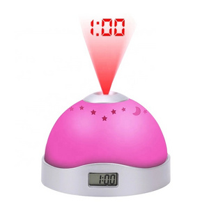 EMAF Promotion Home Decoration Kids Cute Funny Projection Alarm Clock Night Light Projection Lighting Desk Digital Alarm Clocks