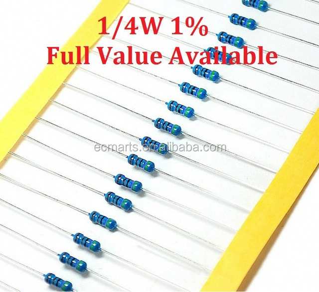 1/4W 100R/120R/150R/180R/200R/ metal film resistor 100/120/150/180/200 ohm 1% 0.25W resistors color ring resistance