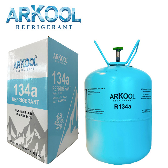 Arkool Hot selling 99.9% purity small can usa cylinder 13.6kg r134a refrigerant gas