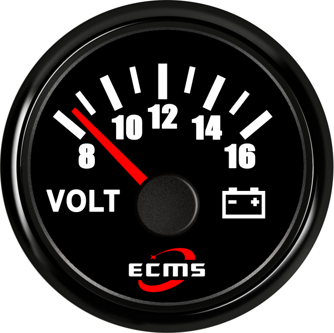 Black 8-16V Car volt Gauges 52mm Gauge Meter Diesel Engine ECMS Voltmeter