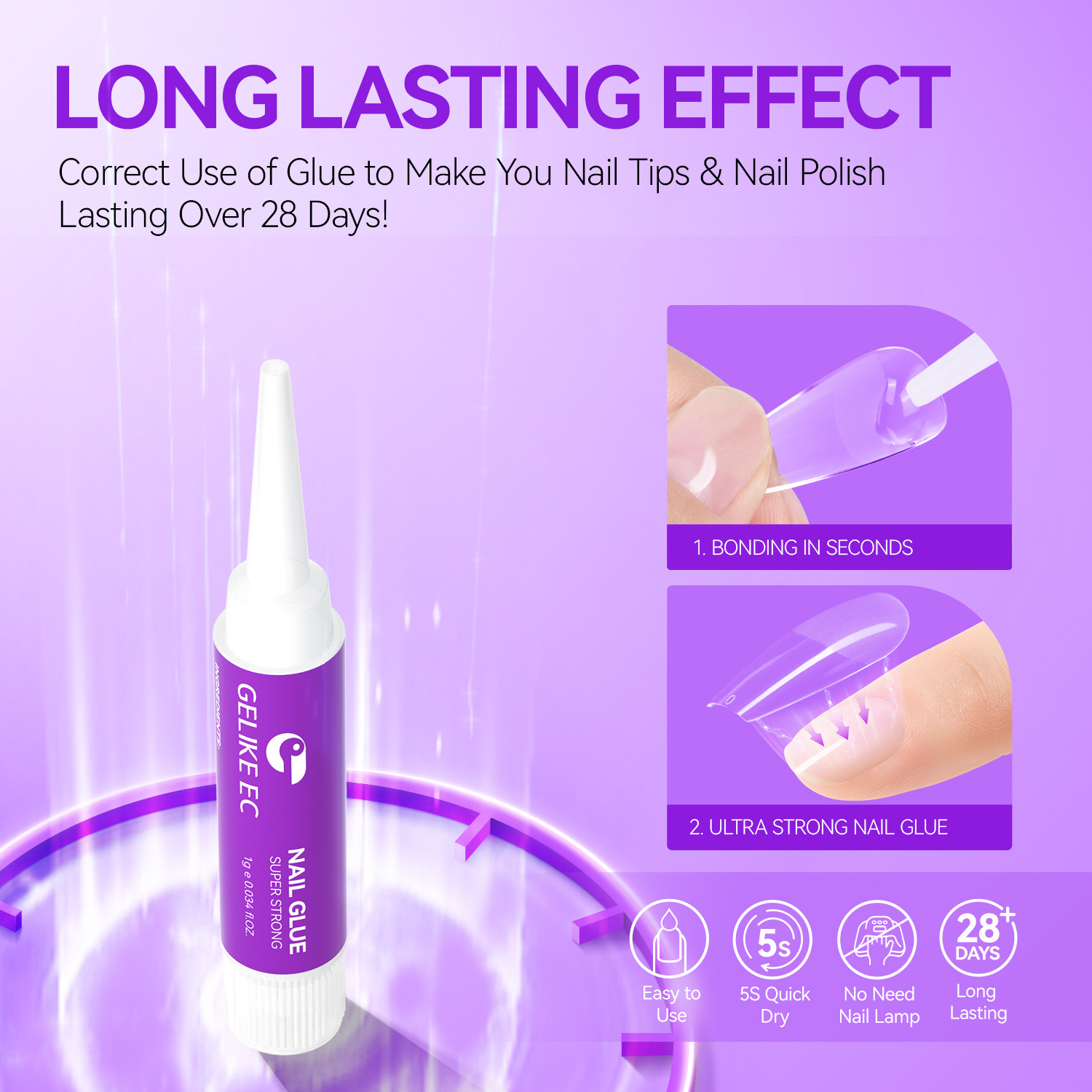 Nail Tip Glue Gel Customized Logo Acrylic Mini Press on Nail Gel Glue Private Label Brush on Nail Glue