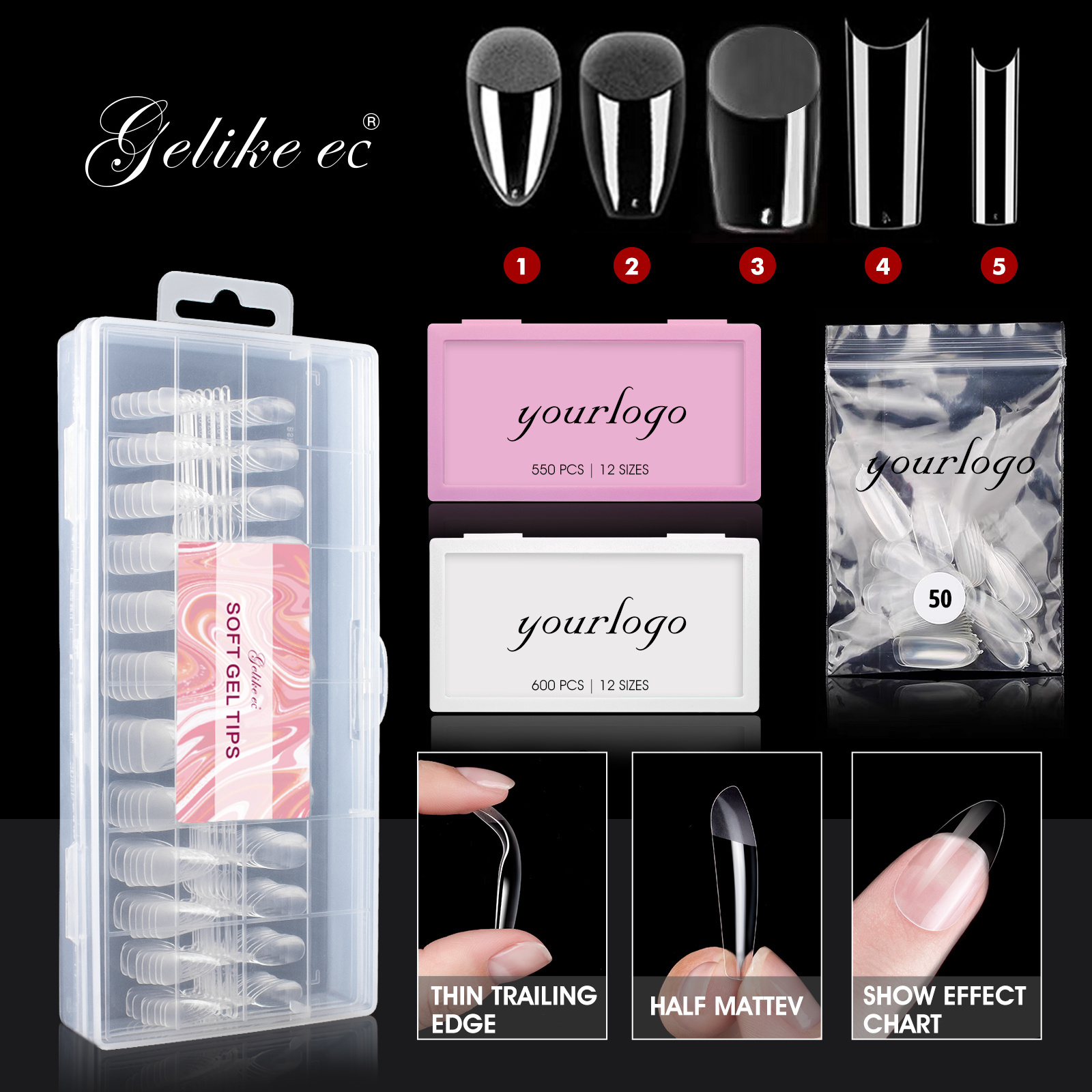 Factory Wholesale press on nails Soft Gel full cover nails Coffin Artificial  Gel X Soft Gel Nail Tips