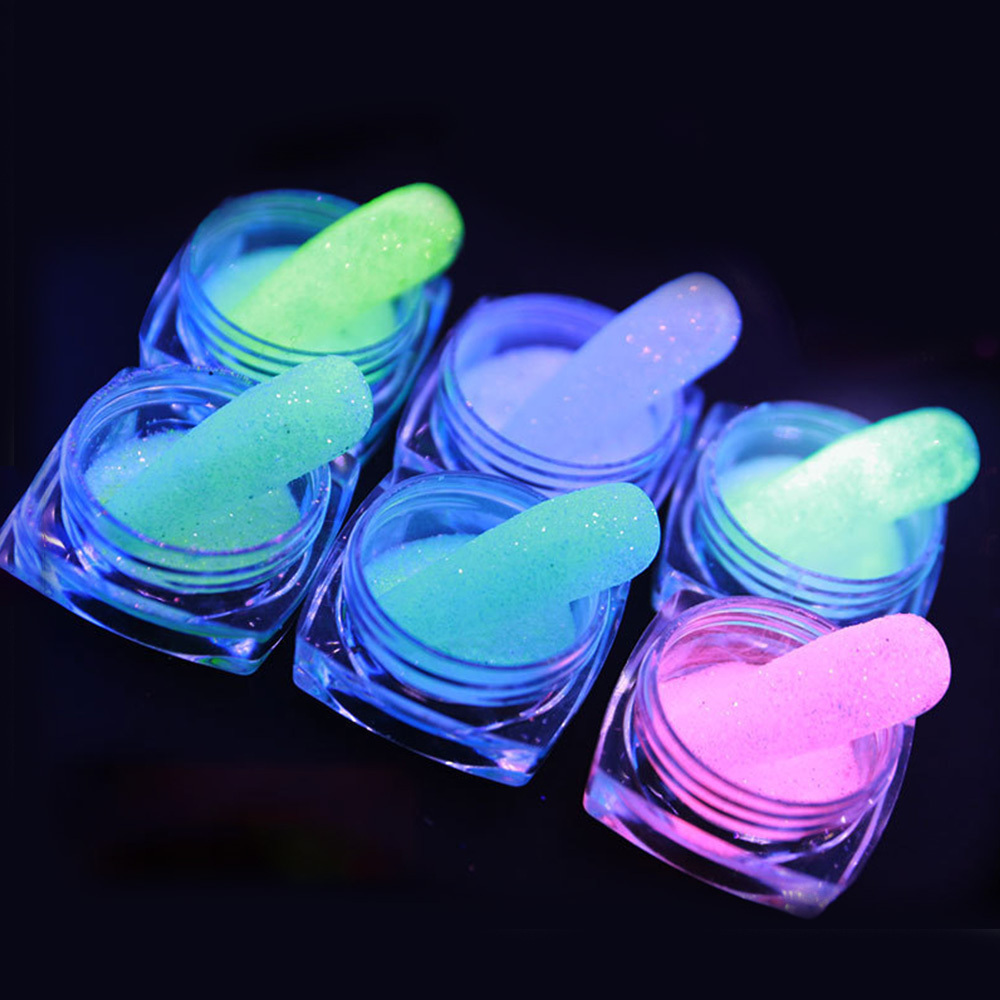 Fast Delivery Glow In The Dark Glitter Acrylic Powder Luminous Nail Art Powder