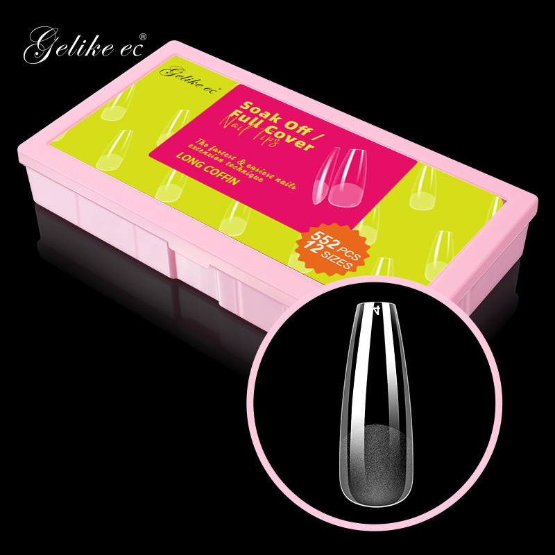 Private label finger nails artificial fingernails gel x gelly tips press on nails clear full cover soft gel tips