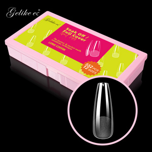 Private label finger nails artificial fingernails gel x gelly tips press on nails clear full cover soft gel tips