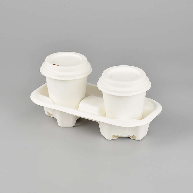 Wholesale disposable Eco friendly biodegradable compostable bagasse sugarcane pulp paper takeaway packaging cup with lid