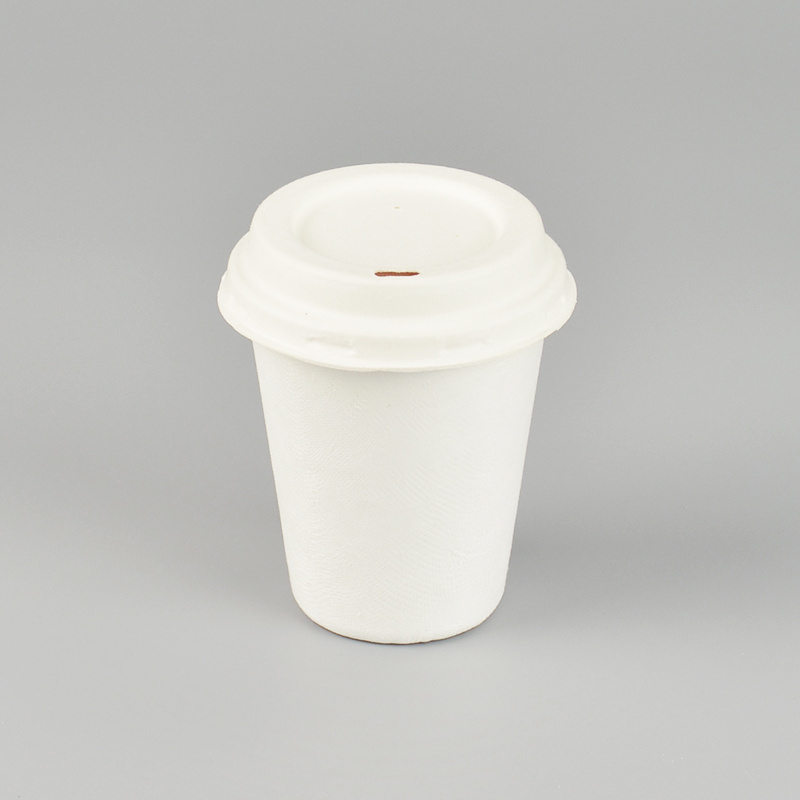 Wholesale disposable Eco friendly biodegradable compostable bagasse sugarcane pulp paper takeaway packaging cup with lid