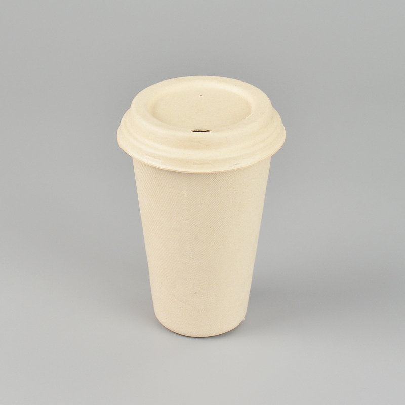 Wholesale disposable Eco friendly biodegradable compostable bagasse sugarcane pulp paper takeaway packaging cup with lid