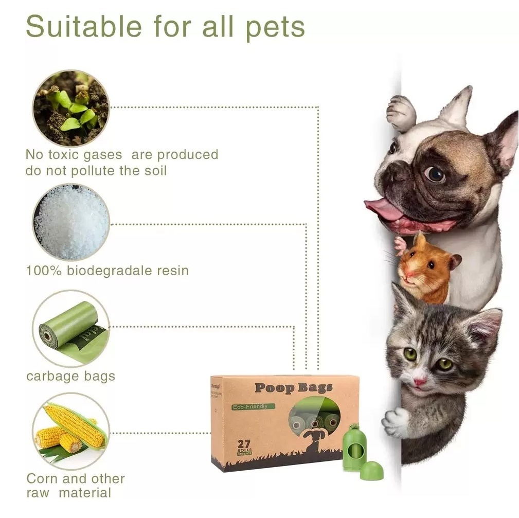 Custom logo biodegradable pet waste bag by the box dog  poop bags for dogs biodegradable scent pet poop bag