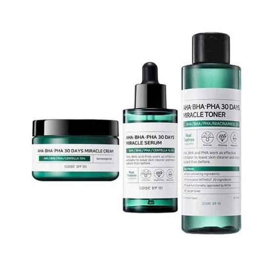 Korean Cosmetic Some By Mi Acne-clearing  Over White Troubled  Body SkinCare AHA.BHA.PHA 30 Days Miracle Starter Kit