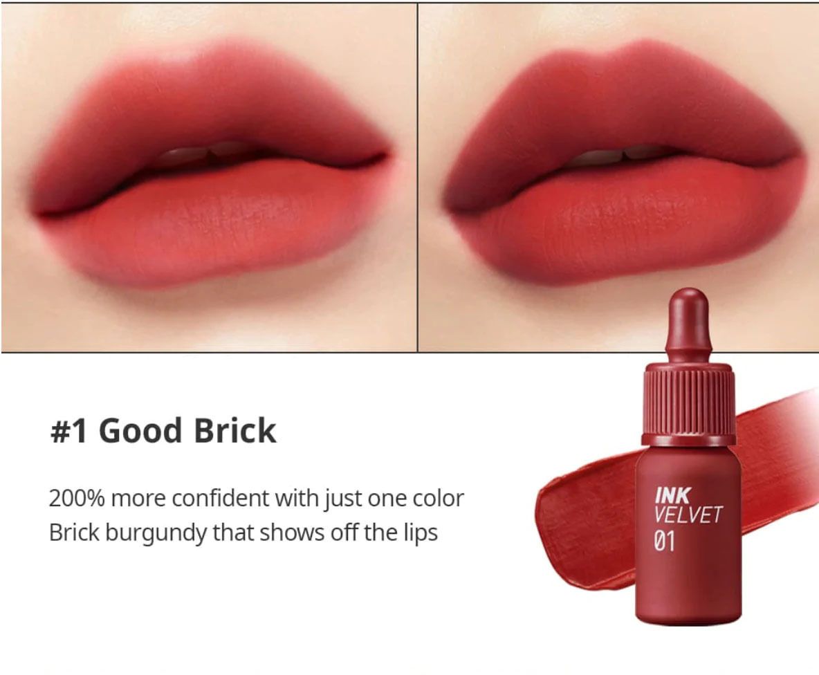 Korean Lip Tint Make Up Cosmetic Waterproof  Long-lasting Highly Pigmented  Lip Tint Peripera Ink The  Velvet 01 GOOD BRICK