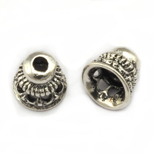 7*7.7mm Antique Silver Filigree Jewellery Making Findings Hollowed Dome Beads Cap