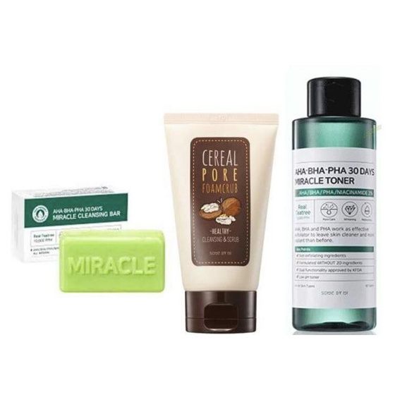 Korean Cosmetic Some By Mi Acne-clearing  Over White Troubled  Body SkinCare AHA.BHA.PHA 30 Days Miracle Starter Kit