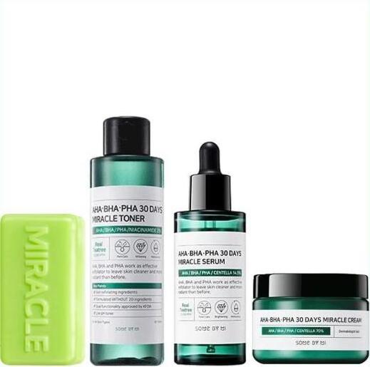 Korean Cosmetic Some By Mi Acne-clearing  Over White Troubled  Body SkinCare AHA.BHA.PHA 30 Days Miracle Starter Kit