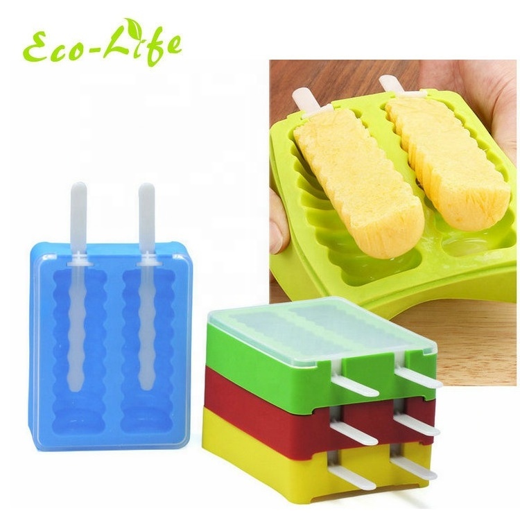 Novelty Home Ice Cream Maker Silicone Ice Cream Popsicle Mold with Reusable PP Sticks