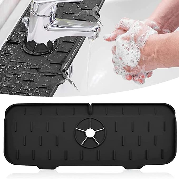 Eco-Life Silicone Sink Splash Guard Faucet Water Catcher Mat Kitchen Sink Faucet Splash Catcher Drying Mat