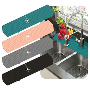 35/45/61cm Faucet Mat Sink Draining Water Catcher XL Silicone Bathroom Absorbent Mat Behind Faucet For Kitchen