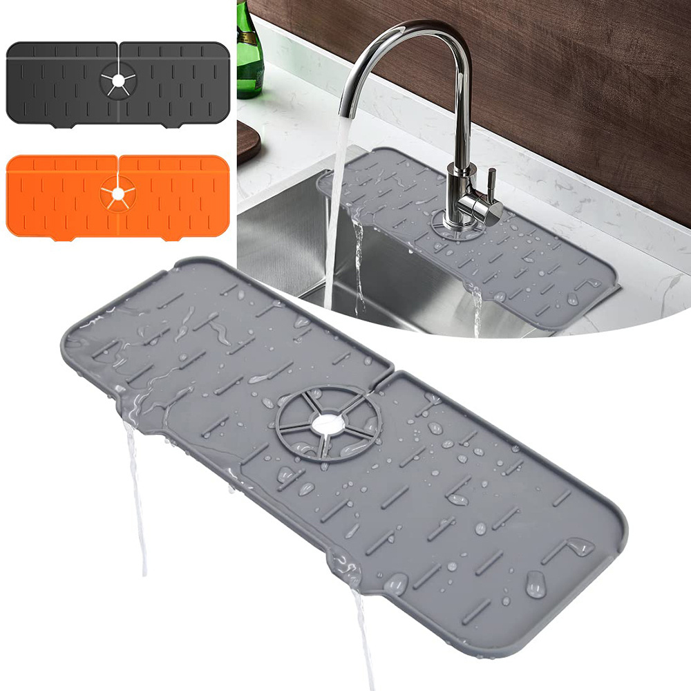 Eco-Life Hot Faucet Handle Drip Catcher Tray Sink Water Splash Guard Faucet Mat Silicone Kitchen Sink Splash Guard