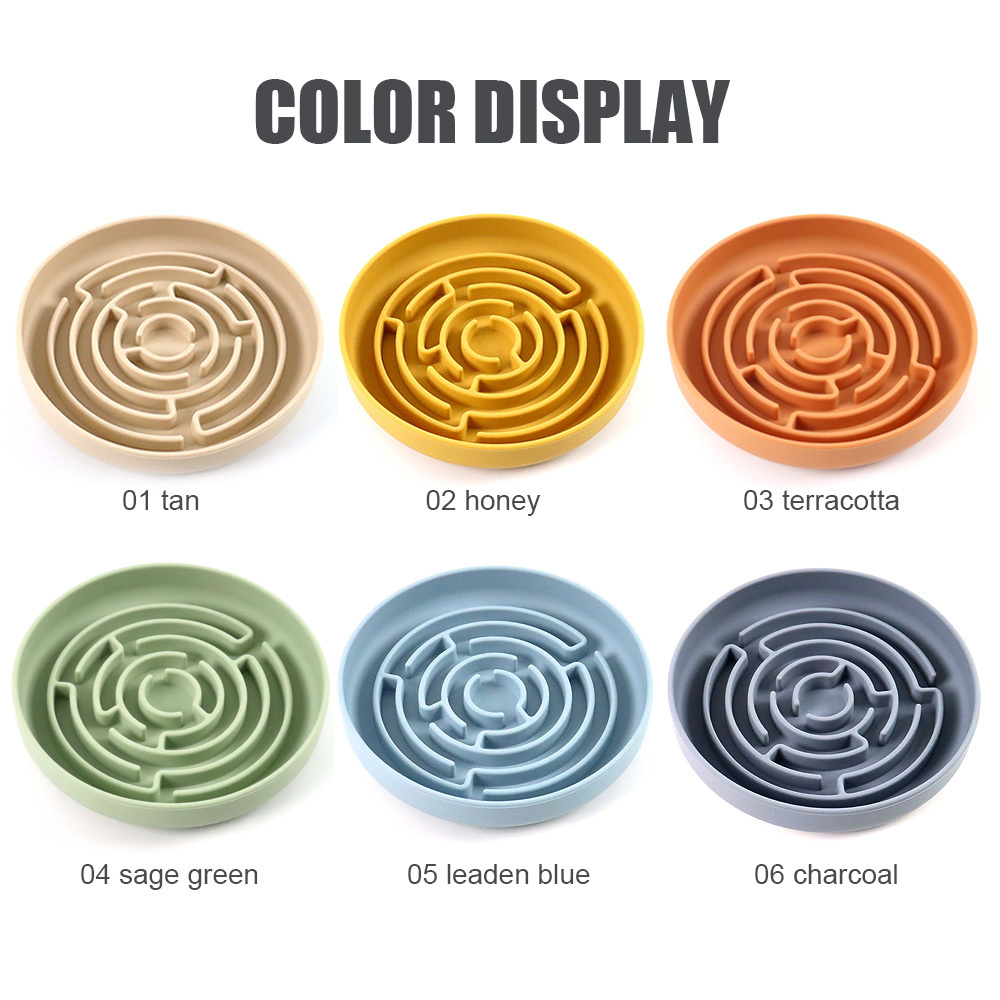 Custom Logo New Round Maze Silicone Slow Feeder Dog Pet Bowls with Suction Silicone Mat