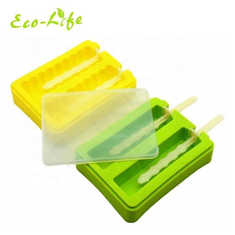 Novelty Home Ice Cream Maker Silicone Ice Cream Popsicle Mold with Reusable PP Sticks