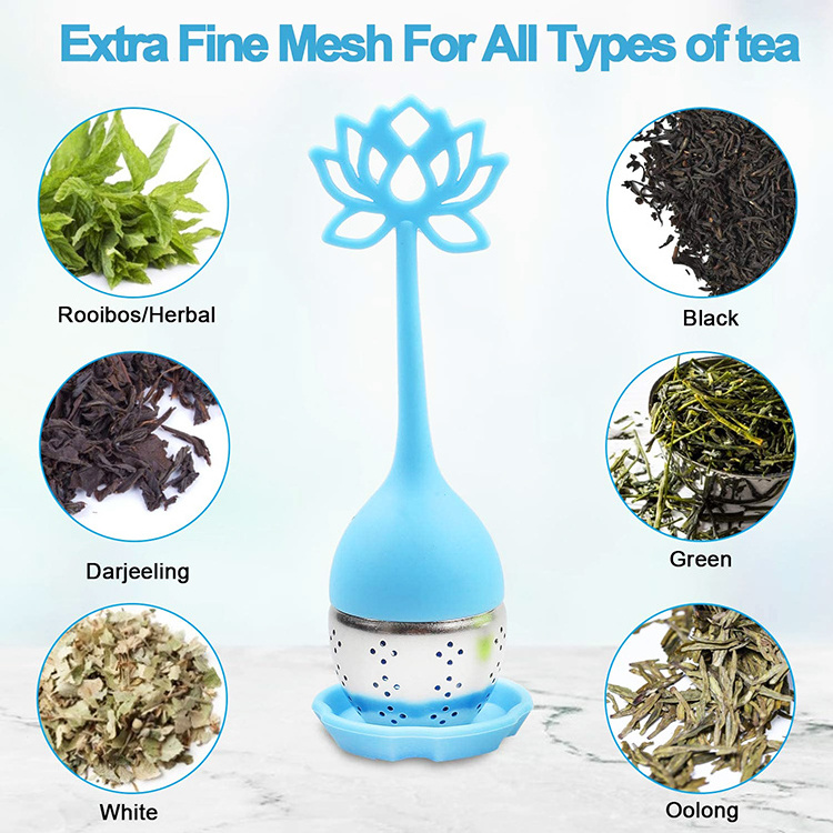 BPA Free Reusable Stainless Steel Tea Filter Silicone Flower Tea Infuser Silicone Tea Strainer