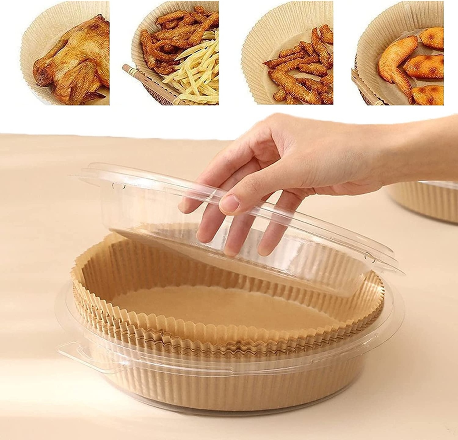 100/125/200pcs 16/20/23cm Air Fryer Parchment Paper Disposable Paper Liner Baking Special Paper For Air Fryer