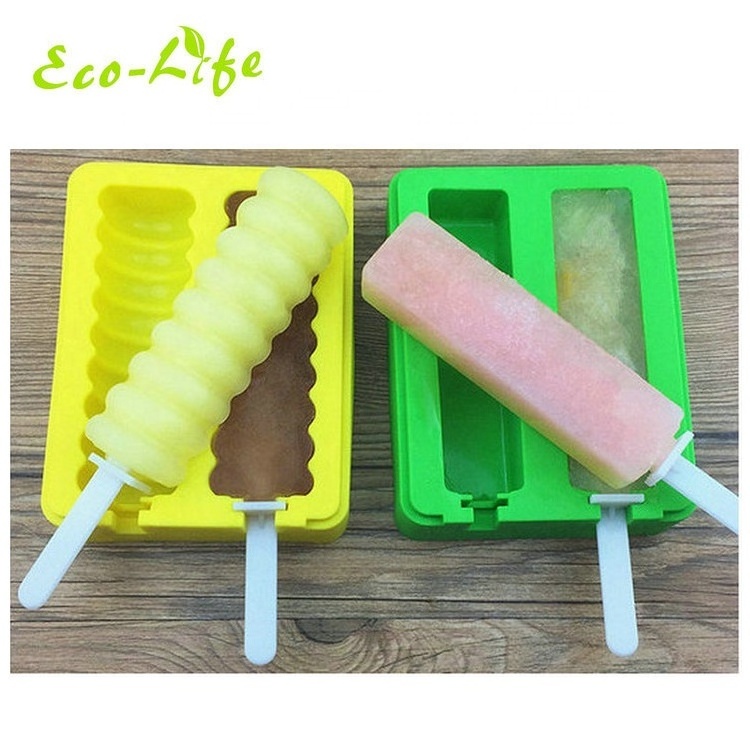 Novelty Home Ice Cream Maker Silicone Ice Cream Popsicle Mold with Reusable PP Sticks