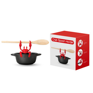 Custom Heat-Resistant Silicone Kitchen Red Crab Shape Spoon Holder Grill Utensil Holder