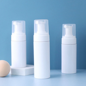 100ml 120ml 150ml 200ml 250ml White PET Mousse Foaming Bottle With clear hood Plastic Foam Tan Mousse Bottle With White Foamer