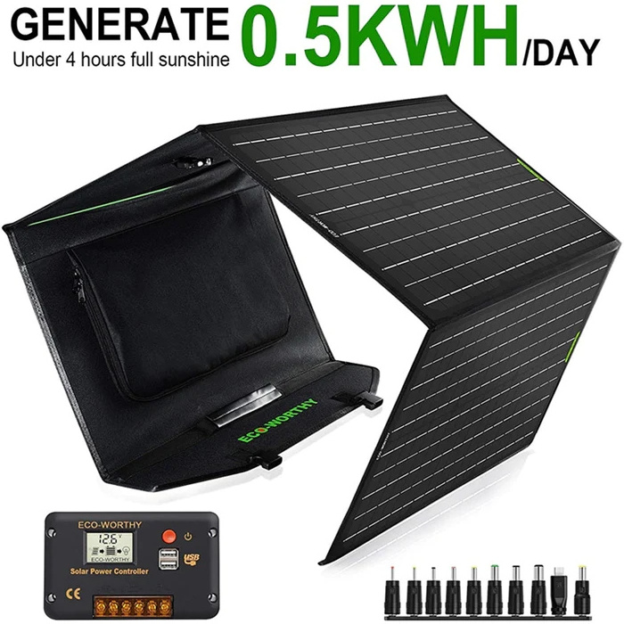 Eco-worthy 18V 120W Foldable Solar Panel Suitcase 20A Charge Controller Mono Solar Panel RV Caravan Outdoor Camper PV Module