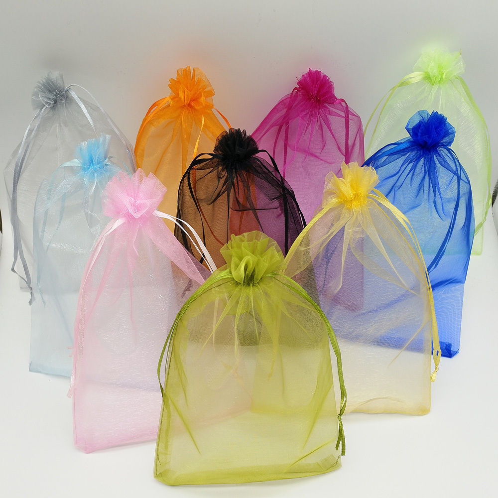 jewellery mesh pouch transparent gift pouch drawstring organza lash bag for clients small net bag