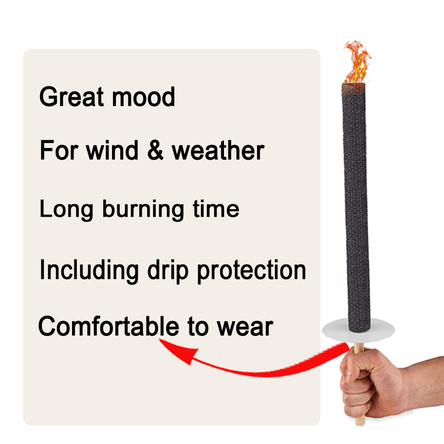 Wholesale Wooden Handle Cotton Wax Torch Burning for 60 Minutes Home Outdoor Party Garden Cloth Wax Flashlight