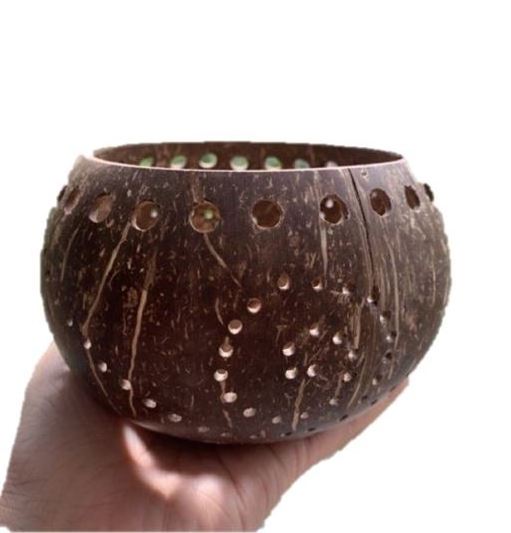 Top Seller 2024 Natural Organic Coconut Shell Tea Light Candle Holder Coconut Shell Lantern With Custom Logo Made in Vietnam