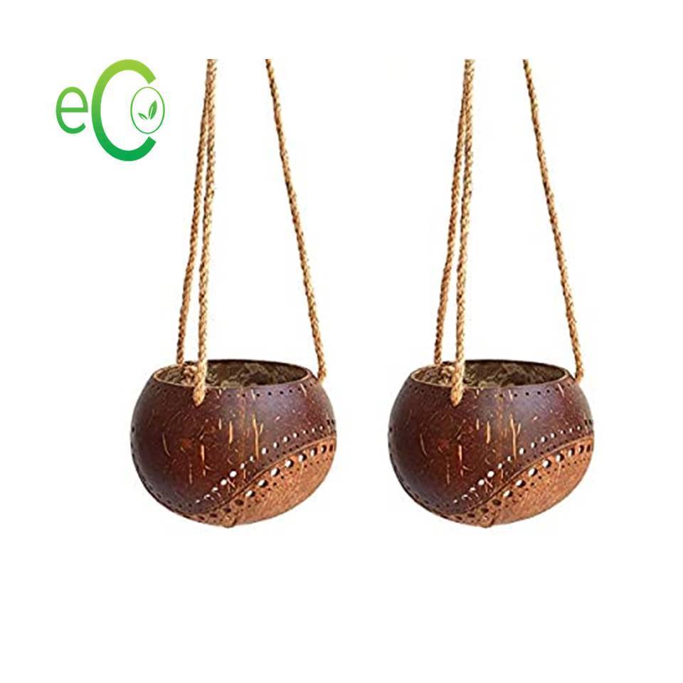 Cheapest Price High Quality Coconut Shell Plant Pot/ coconut shell hanger pot/ coconut shell bowls and custom logo