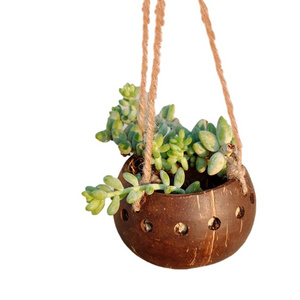 Cheapest Price High Quality Coconut Shell Plant Pot/ coconut shell hanger pot/ coconut shell bowls and custom logo